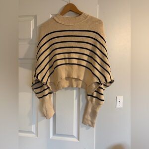 Carly Jean Los Angeles Cream and Black Striped Sweater